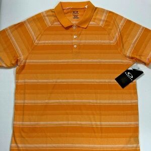 NEW Oakley Hydrolix Orange White Striped Polo